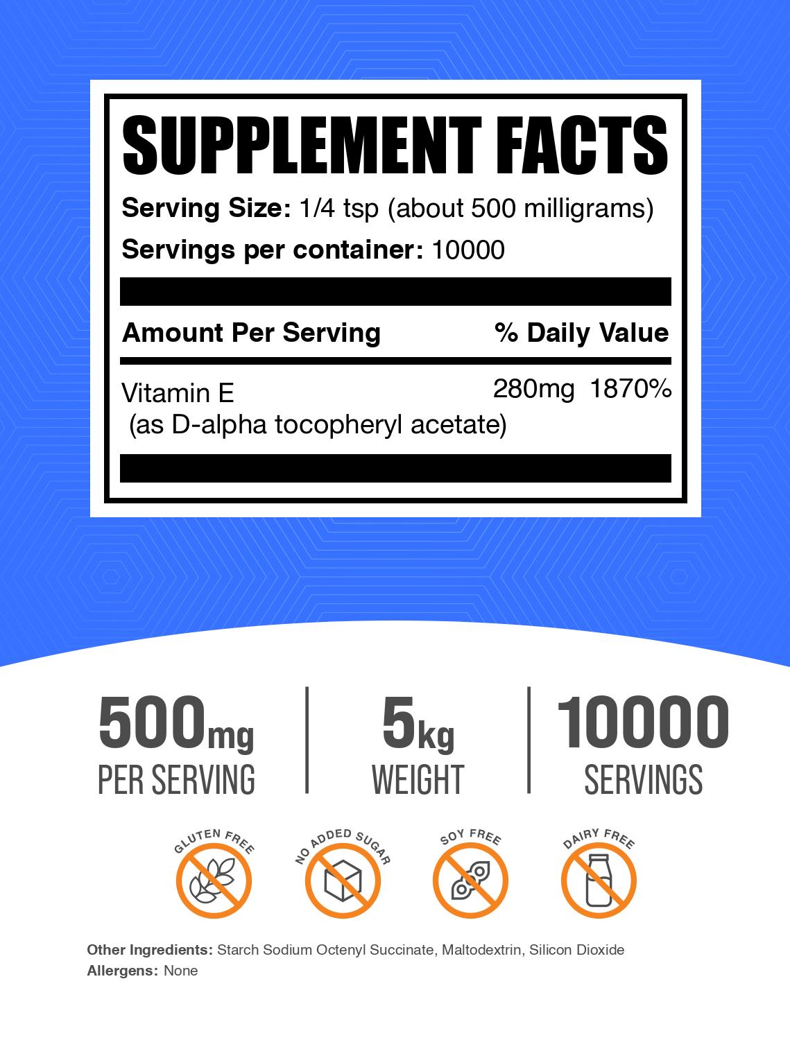 Vitamin E 400 IU powder label 5kg