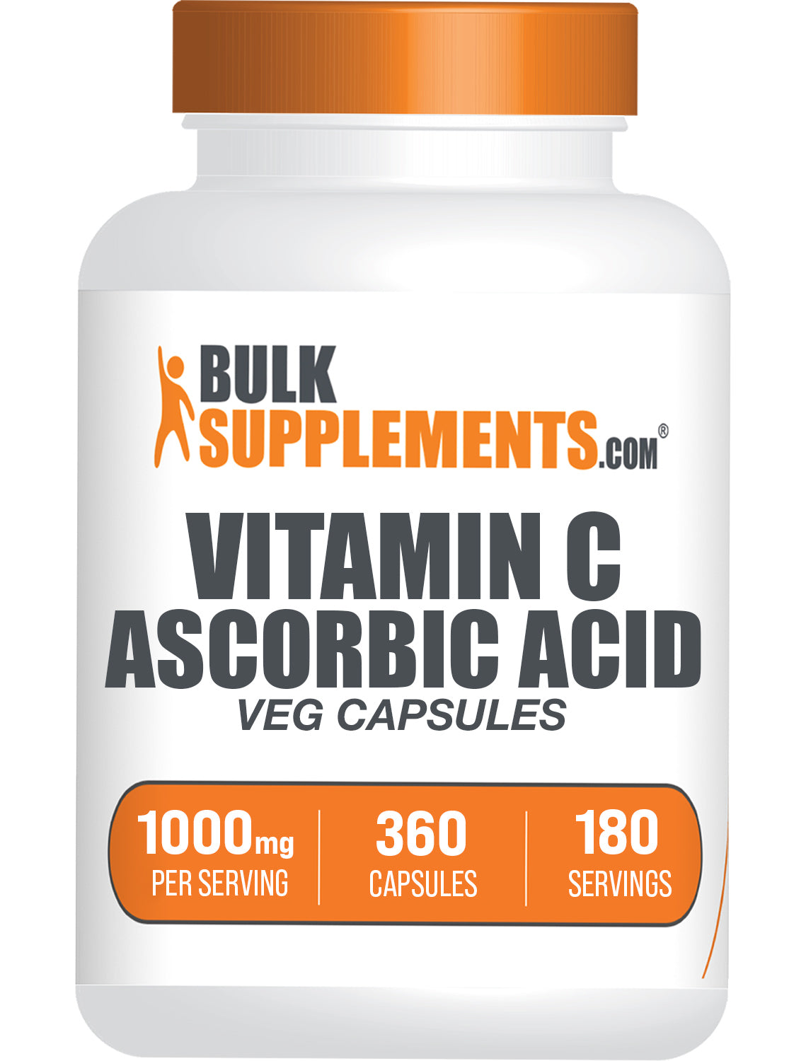 BulkSupplements.com Vitamin C Ascorbic Acid 360 capsules bottle image